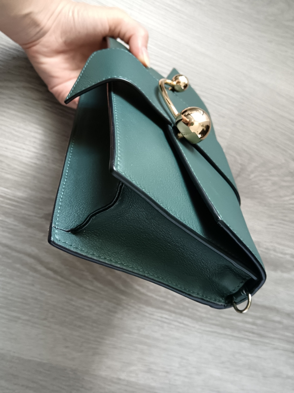Strathberry Bottle Green Mini Crescent Bag - Picture 12 of 14
